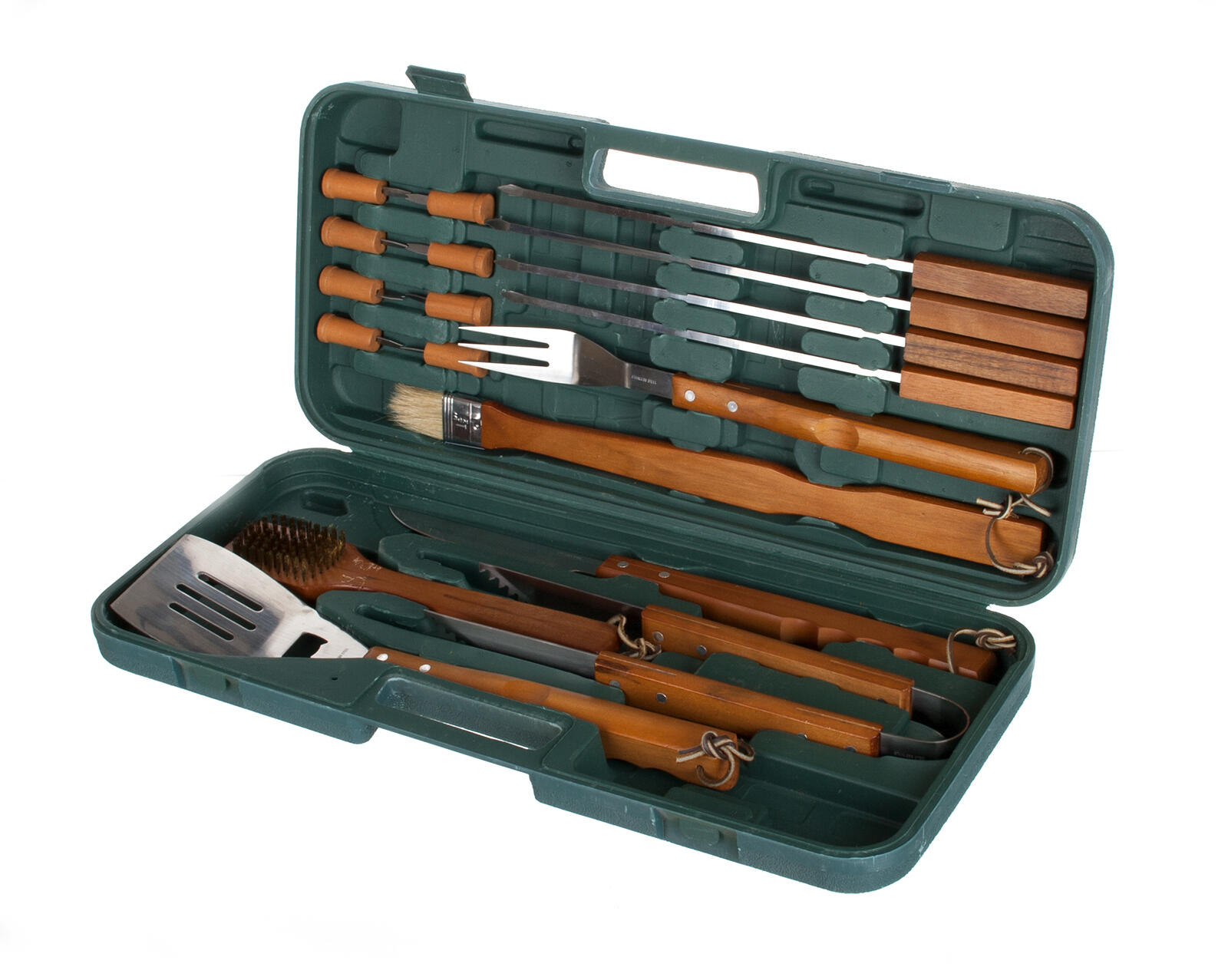 Grilovací nářadí nerez, dřev.ruk., sada 18díl., kufr PH